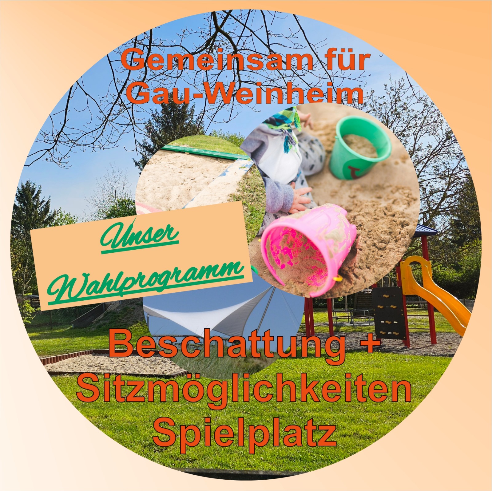 Beschattung auf dem Spielplatz, Sitzmöglichkeiten am Sandkasten Beschattung auf dem Spielplatz, Sitzmöglichkeiten am Sandkasten