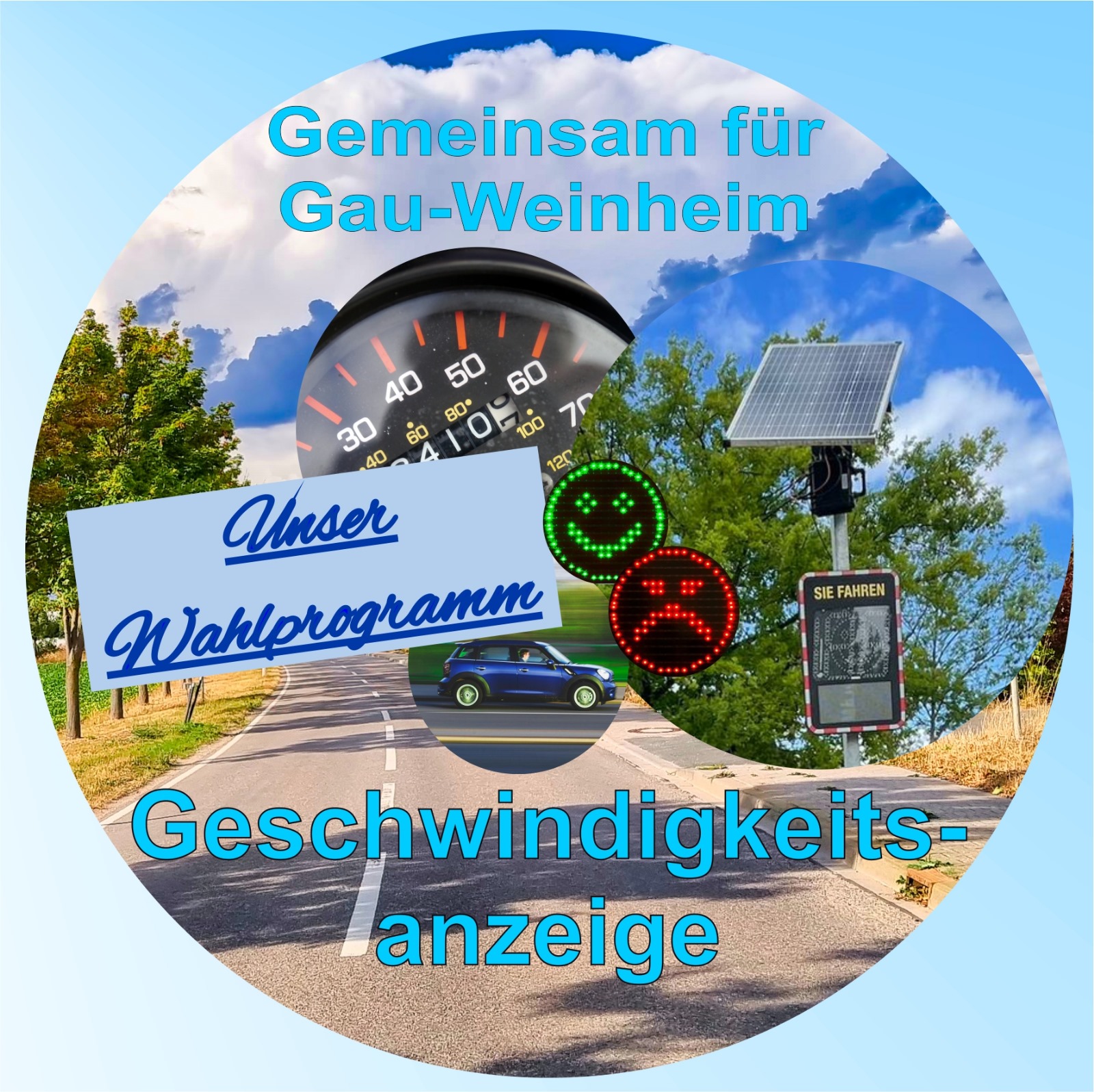 Geschwindigkeitsanzeige am Ortseingang Geschwindigkeitsanzeige am Ortseingang